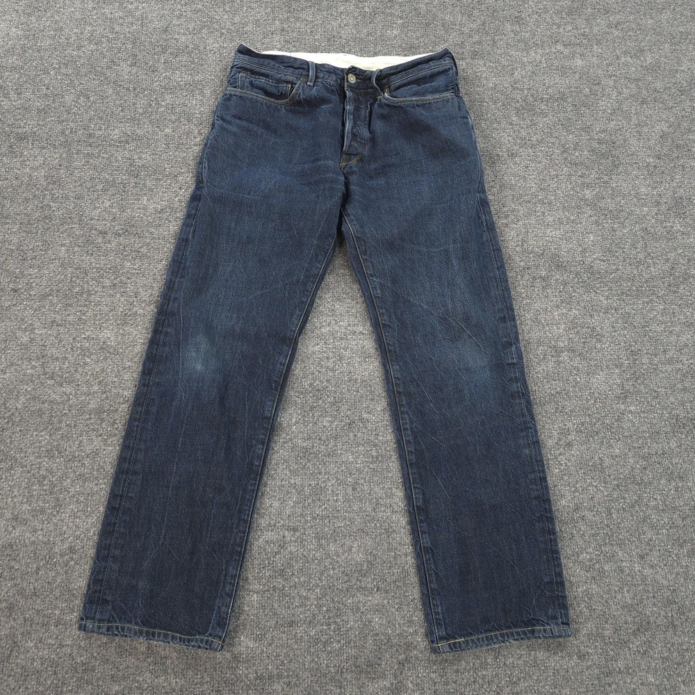 Levis Made & Crafted Jeans Mens 33x29 Blue Ruler Straight Button Fly Big E Logo